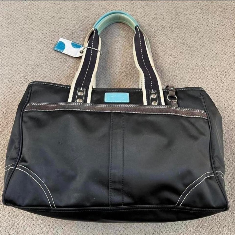 Vintage Coach Hampton Satin Tote Small Purse Handbag Black M0682-10663